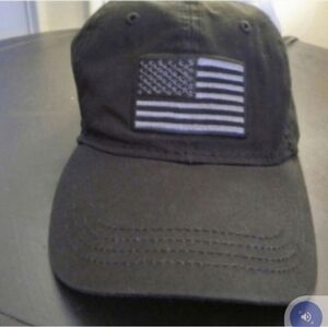 Academy NWT Black Embroidered American Flag Tactical Cap Unisex